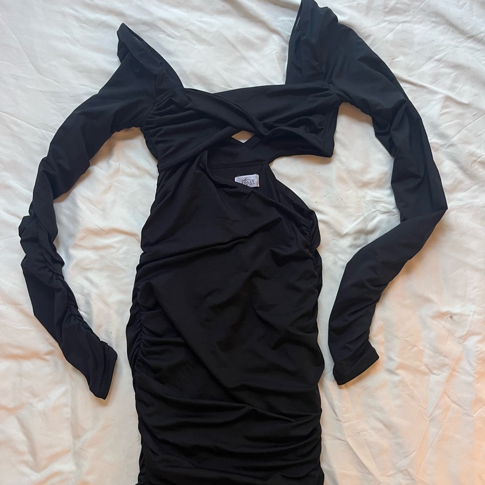 Black Cutout Long Sleeve Mini Dress